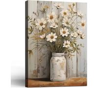 lianyibo Lienzo decorativo con diseño de margaritas y flores vintage para pared, póster campestre, plantas campestres, arte de granja, decoración para sala de estar (80 x 120 cm/sin marco)