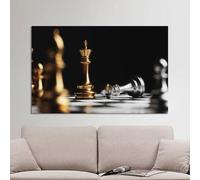 lianyibo Lienzo decorativo de ajedrez con jaque mate: pósteres impresos de rey de oro vs. rey de plata, decoración para sala de estar, oficina, juegos de estrategia (40 x 60 cm/marco interior)