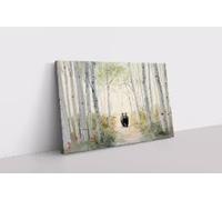 lianyibo Lienzo decorativo de oso negro en un bosque de abedules, acuarela, animales del bosque, decoración del hogar (30 x 40 cm, sin marco)