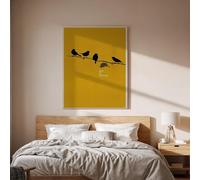 lianyibo Pájaro Silhouette Arte En Lienzo Para Pared, Minimal Yellow Impresión, Dare To Be Different Inspirational Decor,para Home Or Office (20x30cm/marco Interior)