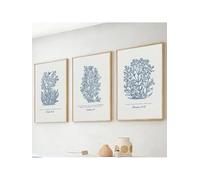 lianyibo pezzi di Gesù blu botanico Bibbia citazione arte poster retrò stile boho stampa su tela immagine da parete per soggiorno arredamento 50x75cmx3 cornice