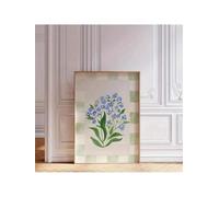 lianyibo pezzo di stampa acquerello vintage con giglio verde blu, poster artistico astratto per soggiorno, camera da letto, ufficio, arredamento, cornice 60x90 cm