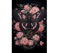 lianyibo Pintura de polilla floral oscura y rosas sobre lienzo | Impresión artística para pared | Moody Dark Academia, obra de arte gótica de estilo cottagecore (40 x 60 cm/marco interior)