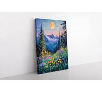 lianyibo Pintura en lienzo con flores silvestres en un prado de montaña primaveral | Arte floral botánico para pared, decoración del hogar (60 x 80 cm/sin marco)