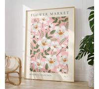lianyibo poster da parete con fiori selvatici bohémien del mercato dei fiori, fiori astratti moderni, poster decorativo da parete per soggiorno, cornice 50x75 cm