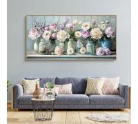 lianyibo Purple and White Flower Wall Art Painting and Fresh Pictures for Living Room Bedroom Office Home Decoration(65x130/Inner frame)