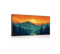 lianyibo Stampa artistica da parete in stile boho-mountain, con stampa ad acquerello di natura, alba, foresta e bosco, per soggiorno, camera da letto e ufficio, 65x130 cm, senza cornice.