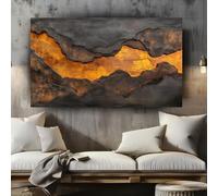 lianyibo Stampe in oro fuso e carbone, arte murale astratta, tela extra large con aspetto strutturato, dipinto metallico, arredamento moderno, struttura 80x160 cm