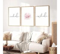 lianyibo stampe su tela Zen Yoga e Meditazione, decorazione da parete rosa con motivo di loto, per soggiorno, camera da letto, ufficio, 60x90 cm, cornice x 3