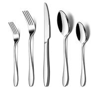 LIANYU Juego de cubiertos para 8, juego de cubiertos de acero inoxidable de 40 piezas, incluye tenedores, cucharas, cuchillos, utensilios de comer para el hogar, cocina, restaurante, vajilla, acabado