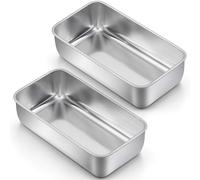 LIANYU Paquete de 2 moldes de pan para hornear pan, molde de acero inoxidable para hornear pan de carne, molde para pan para brownies de plátano caseros y pasteles de libra, apto para lavavajillas