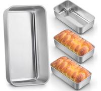 LIANYU Paquete de 4 moldes para hornear pan, molde de pan de 9 x 5 pulgadas, molde de acero inoxidable para hornear pan de carne para masa madre de plátano casera, apto para lavavajillas