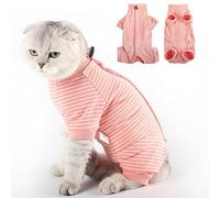 LIANZIMAU Traje de recuperación para cirugía de Gatos, Monos de Manga Larga para Evitar Que se caiga la Ropa para Mascotas, Camisa médica para Gatos para heridas Abdominales