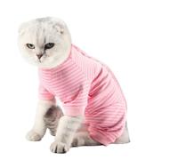 LIANZIMAU Traje de recuperación para cirugía de Gatos, Monos de Manga Larga para Evitar Que se caiga la Ropa para Mascotas, Camisa médica para Gatos para heridas Abdominales