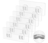 LIASDIVA 6 Piezas Ganchos Adhesivos para Estantes Rinconera Ducha, Ganchos Adhesivos para Estanterias, Adhesivos Estanteria Baño, Gancho para Cesta Ducha Esponja Jabón (Adecuado para líneas de colgar)