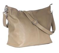 LiaTalia Bolso de hombro para mujer, piel granulada suave, tamaño mediano, hecho con 100% cuero italiano, Adal, Gris pardo medio, M, Bolso Hobo