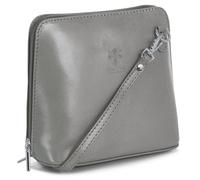 LiaTalia Elegante bolso cruzado pequeño de piel italiana auténtica para mujer, hecho a mano en Florencia, Toscana, Abby, gris claro, Small