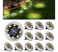 LIAVOP 12 Paquetes Luces Solares LED Exterior Jardin Suelo, 8 LED Luz Solar Exterior Jardin, Lampara Exterior IP65 Impermeable Blanco Cálido para Césped, Patio, Camino, Escalón, Pasarela