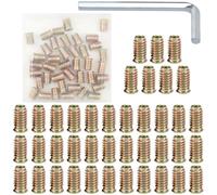 LIAVOP Juego de 40 tuercas atornilladas M8 x 20 insertos hexagonales galvanizados, revestidas de color, con llave Allen en forma de L M8, con caja de plástico, casquillos roscados, insertos roscados