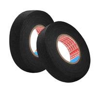 LIBAIDZ 2 Piezas Cinta Tela Adhesiva 19 mm x 15 m, Cinta Aislante Térmica para Cables Coche Moto, Negra