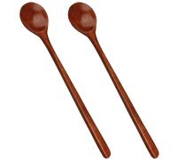 LIBAIDZ 2pcs Cucharas de Madera, Cucharas Soperas Mango Largo de Cocina, Nanmu Natural, para Remover y Mezclar los Alimentos, Miel, Chocolate Caliente, Café