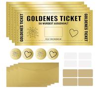 LIBAIDZ 4pcs Golden Ticket,Rasca y Gana con Sobre Set,Tarjetas para Rellenar con Adhesivo Rasca y Gana Personalizado,Billete Dorado para Rascar,para Mamá,Novia,Regalo viaje sorpresa,Cupón viaje