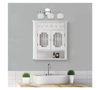 LIBANGRONG-888 Botiquín de baño Armario de Pared de Madera extraíble, Puertas Forradas con Cortinas, Organizador de Estante de Almacenamiento for baño Blanco Espejo de baño