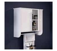 LIBANGRONG-888 Botiquín de baño Baño casero Gabinete de Almacenamiento de Pared de Dos Puertas Toallero y 2 estantes Gabinete de baño Blanco Espejo de baño