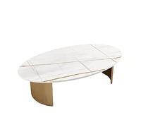 LIBANGRONG-888 Mesita Café Sala de Estar, Uso doméstico, Mesa Centro con losa Roca, Unidad pequeña, Moderna, Sencilla, elíptica, nórdica Mesa Auxiliar(Gold,Grande)