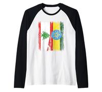 Líbano Etiopía Media bandera Raíces etíopes libanesas Camiseta Manga Raglan