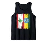 Líbano Etiopía Media bandera Raíces etíopes libanesas Camiseta sin Mangas