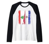 Líbano Paraguay Media Bandera Raíces Paraguayas Libanesas Camiseta Manga Raglan