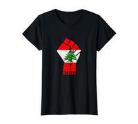 Líbano resistirá el puño de la Bandera libanesa Revolución Protesta Marcha Camiseta gráfica económica, Mujer, Negro, XL