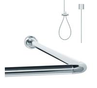 Libaro Barra de Cortina de Ducha Angular Universal en L y U - Asta para Ducha y Bañera en Aluminio Antioxidante - Incluye Soporte de Techo (1,50 m) Ajustable