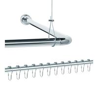 Libaro Barra de Cortina de Ducha Angular Universal Set Completo L y U - Asta de Aluminio para Ducha y Bañera con Soporte de Techo y 12 Anillas