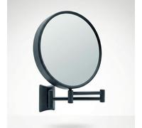 Libaro Imola Espejo de Aumento de Pared - Espejo de Maquillaje Giratorio 360° - Espejo Doble Cara para Afeitar con Aumento 3X y 10x - Brazo Extensible de Metal, Ø 19 cm (Negro 3X / 7X)