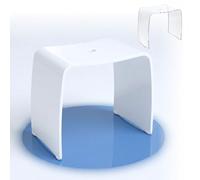 Libaro Taburete de Baño Meran XL - Taburete de Ducha de Acrílico Blanco con Asiento Extra Grande, Asidero y Patas Antideslizantes (hasta 180 kg)