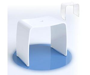 Libaro Taburete de Baño Meran XL - Taburete de Ducha de Acrílico Blanco con Asiento Extra Grande, Asidero y Patas Antideslizantes (hasta 180 kg)