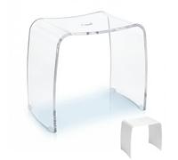 Libaro Taburete de Baño Meran XL - Taburete de Ducha de Acrílico Transparente con Asiento Extra Grande, Asidero y Patas Antideslizantes (hasta 180 kg)