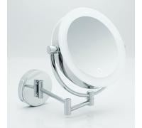 Libaro Tokio Espejo de Maquillaje de Aumento XXL de Pared a LED - Aumento con Atenuador y Auto-Off - Brazo Extensible Ø 18,5 cm - Alimentación a Pilas o Cable USB (3X / 7X)