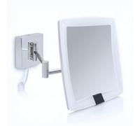 Libaro Verona Espejo de Aumento de Pared con LED - Espejo de Maquillaje Cuadrado 5X con Sensor de Movimiento, Brazo Extensible en Metal Cromado y Cable Blanco