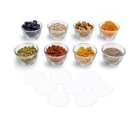 Libbey Cuenco pequeño de vidrio para preparación de comidas, 8 unidades (paquete de 1), recipientes de vidrio con tapas que mantienen las sobras frescas, duraderos y aptos para lavavajillas, juego de