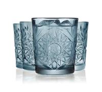 Libbey Hobstar - Vasos dobles antiguos, juego de 4, 12 onzas, azul