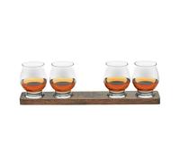 Libbey Signature Kentucky Bourbon Trail - Juego de degustación de whisky, 4 vasos de whisky con paleta de madera