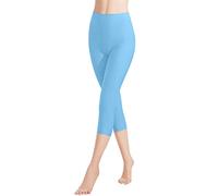Libella 1 Piezas Mujer Leggins 3/4 Mallas Hecho de algodón Capri Pantalones Corto con Cintura Alta Multicolor Ajustado Mallas Deportivas 4161 Azul Claro XXL