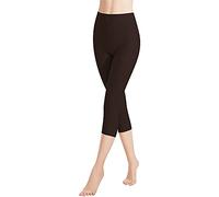 Libella 1 Piezas Mujer Leggins 3/4 Mallas Hecho de algodón Capri Pantalones Corto con Cintura Alta Multicolor Ajustado Mallas Deportivas 4161 Marrón M