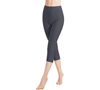 Libella 1 Piezas Mujer Leggins 3/4 Mallas Hecho de algodón Capri Pantalones Corto con Cintura Alta Multicolor Ajustado Mallas Deportivas 4161 Gris L
