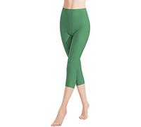 Libella 1 Piezas Mujer Leggins 3/4 Mallas Hecho de algodón Capri Pantalones Corto con Cintura Alta Multicolor Ajustado Mallas Deportivas 4161 Verde XL