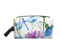 Libélula Flor Azul Acuarela, Bolsa de Maquillaje Bolsa de cosméticos Bolsa de artículos de tocador de Viaje portátil Organizador de Bolsa de Maquillaje
