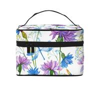 Libélula Flor Azul Acuarela, Bolsa de Maquillaje Bolsa de cosméticos Bolsa de Aseo de Viaje portátil Estuche para lápices